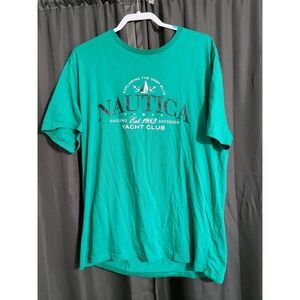 Nautica Mens XXL Green Yacht Club Sailing Est 1983 Graphic T Shirt Cotton